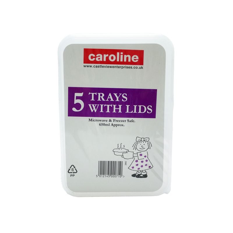 Caroline Plastic Tray & Lids 5pk