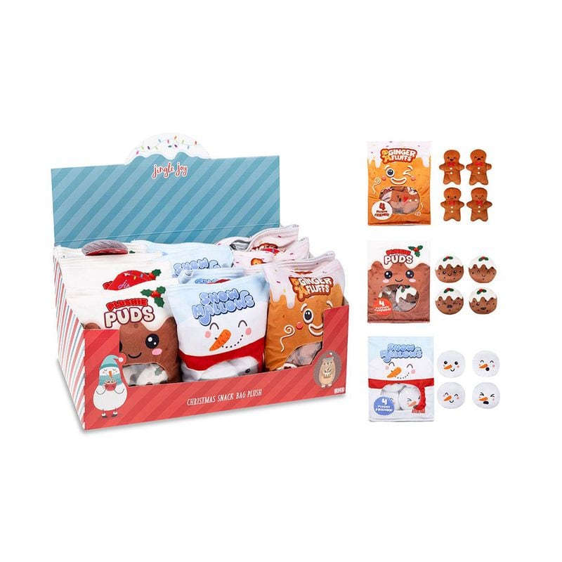 Xmas Plush Snack Bag 3 Assorted