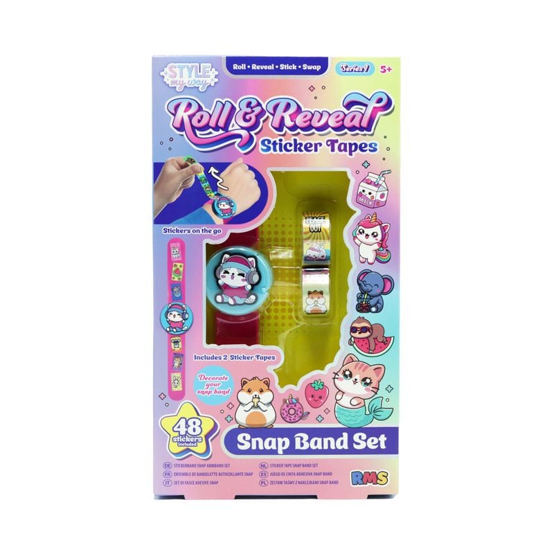 Roll & Reveal Sticker Tape Snap Bands Set