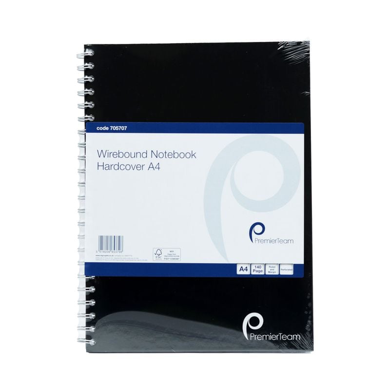 Notebook A4 Hardback Spiral 140 Page