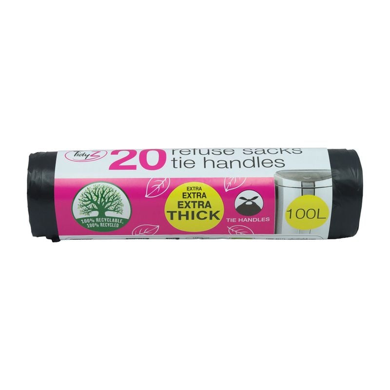 Tidyz Refuse Sacks Jumbo Tie Handles 100L