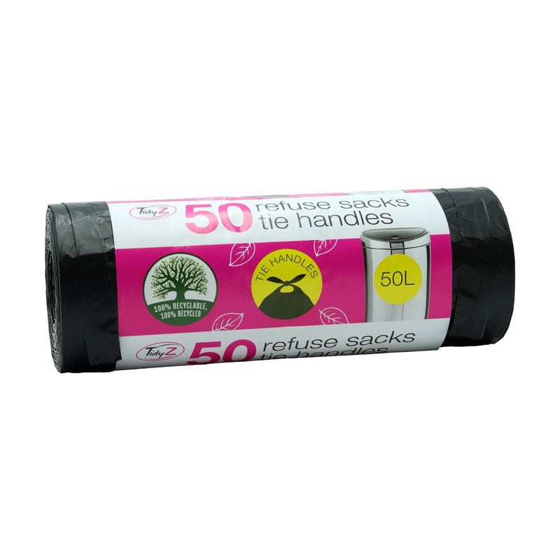 Tidyz Refuse Sacks Tie Handles Jumbo 50L