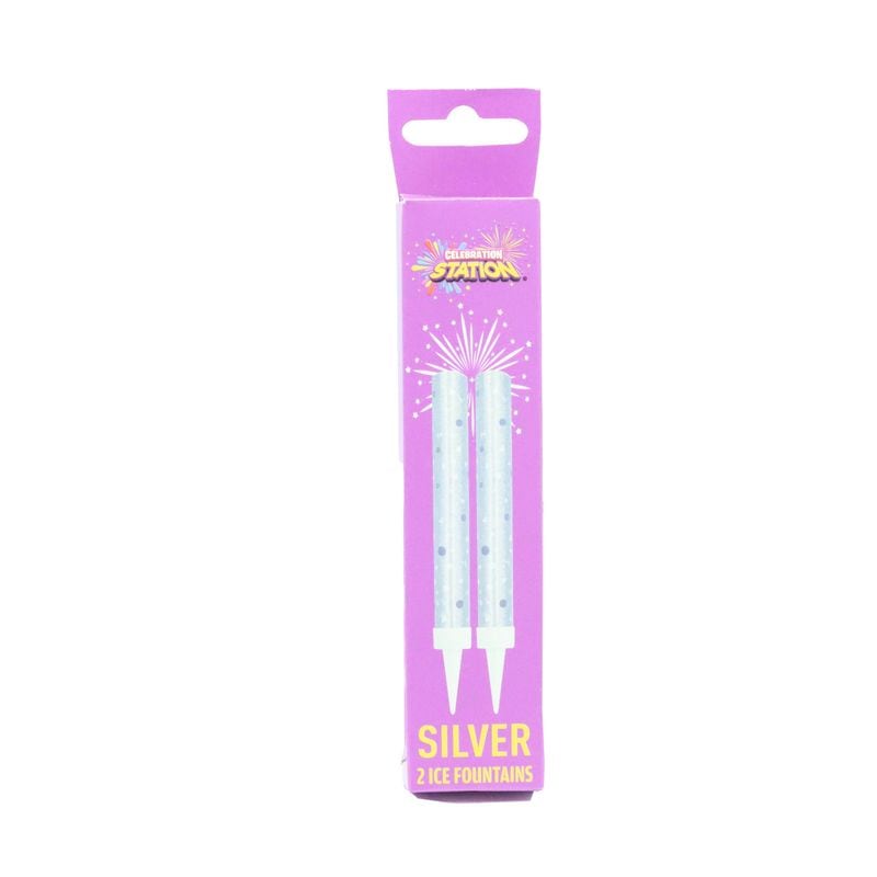 Ice Fountains Silver Birthday Candles 2pk