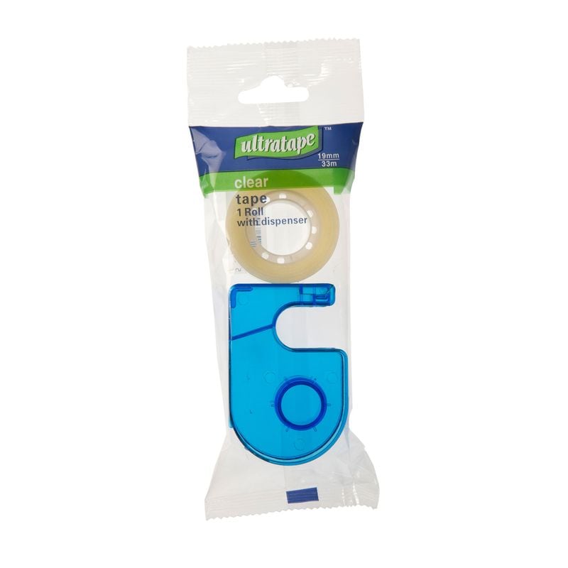Tape Clear Roll & Dispenser 33m