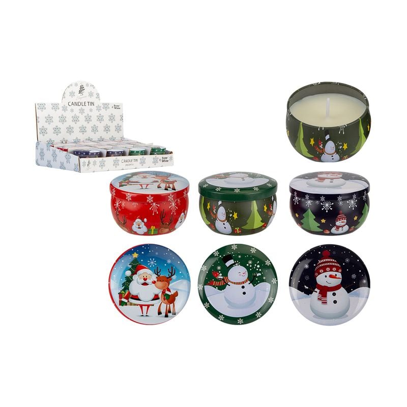 Xmas Candle In Tin In Display