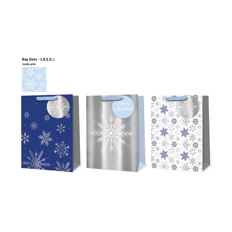 Xmas Gift Bag Xl Snowflakes Mix