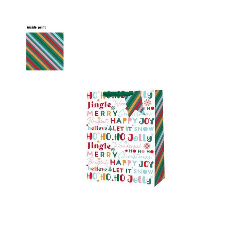 Xmas Gift Bag Medium Xmas Jolly Text