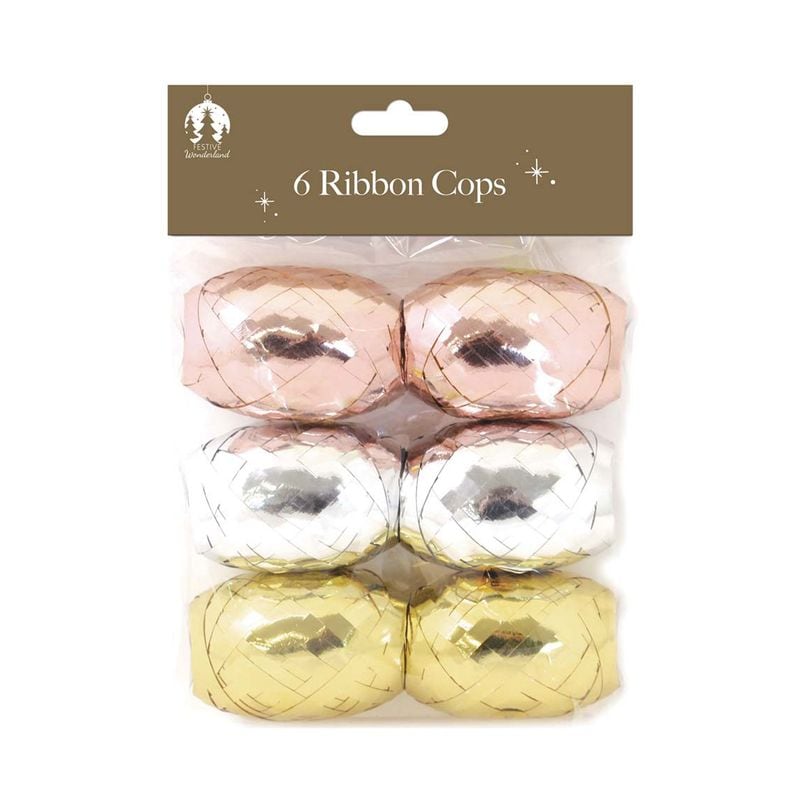 XMAS RIBBON COPS RED SILVER GOLD MIX(R)