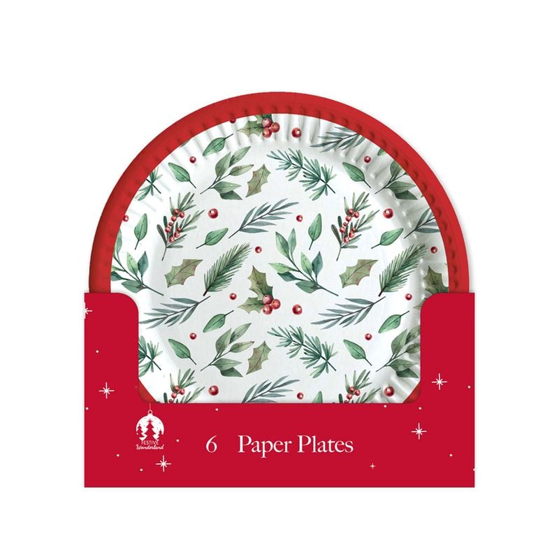 Xmas Paper Plates Traditional 6pk