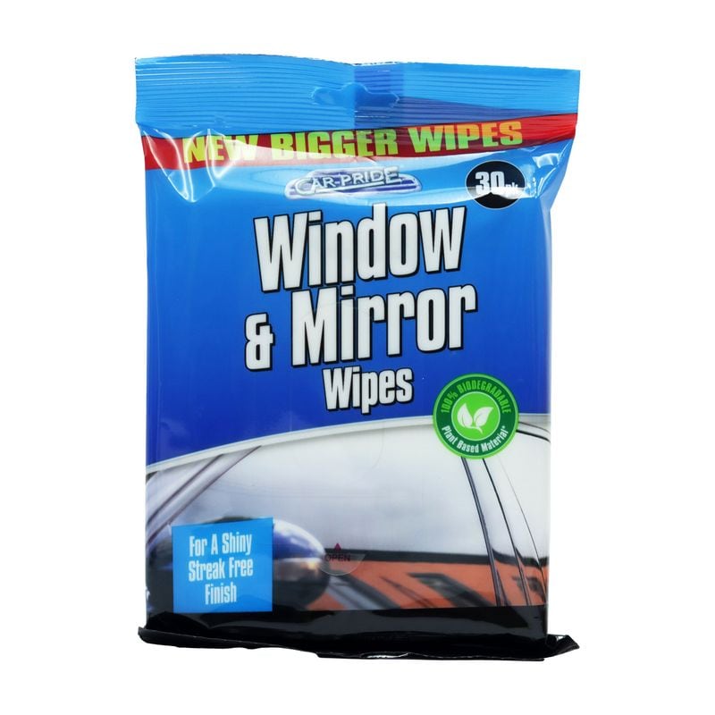Car Pride Window & Mirror Wipes Biodegradable