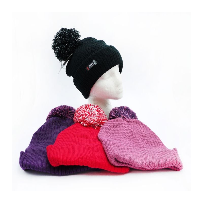 Hat Pom Pom Ladies Lined Assorted