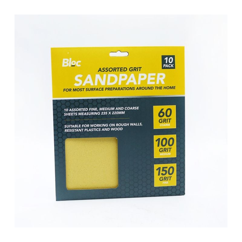 Sandpaper Assorted Grit 10 sheets