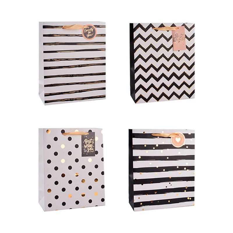 Gift Bag Medium Foil 4 Assorted Designs