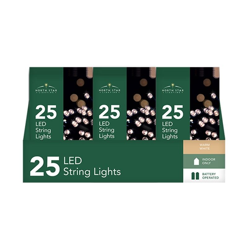 XMAS LIGHTS BATTERY OP WARM WHITE 25B