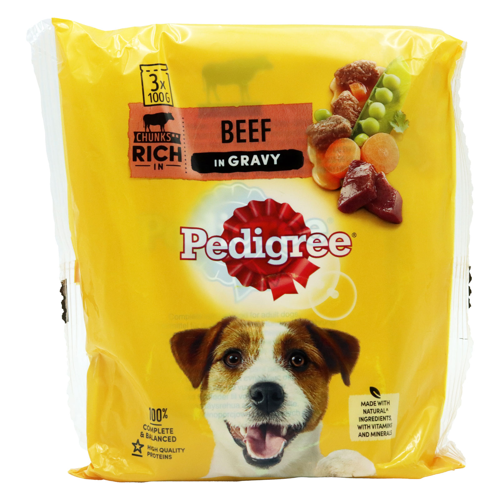 Pedigree Dog Pouch Beef & Veg Gravy 3pk