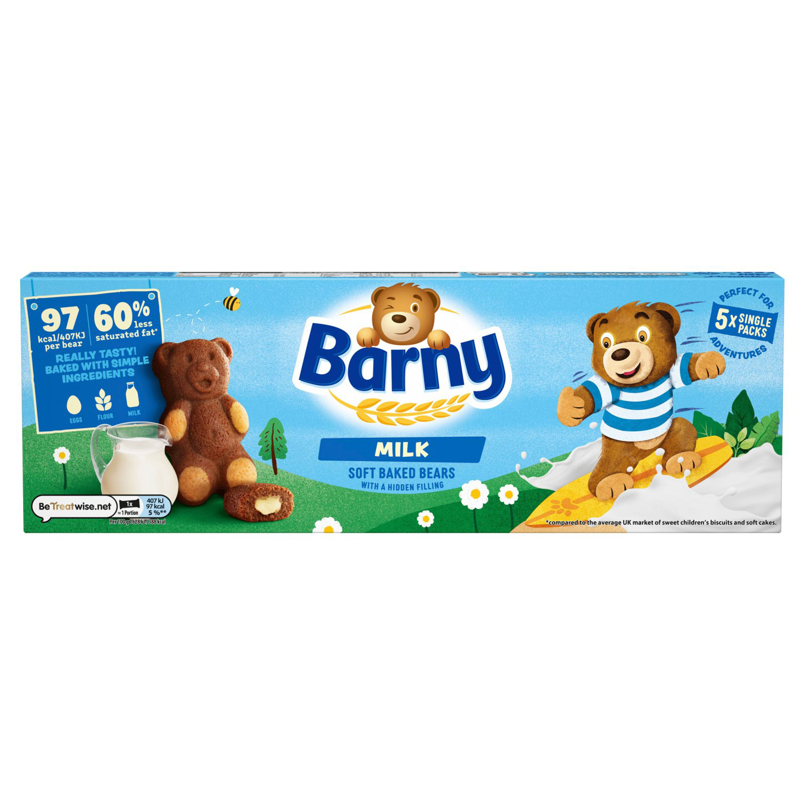 Barny Baked Bears Milk Sponge 5pk