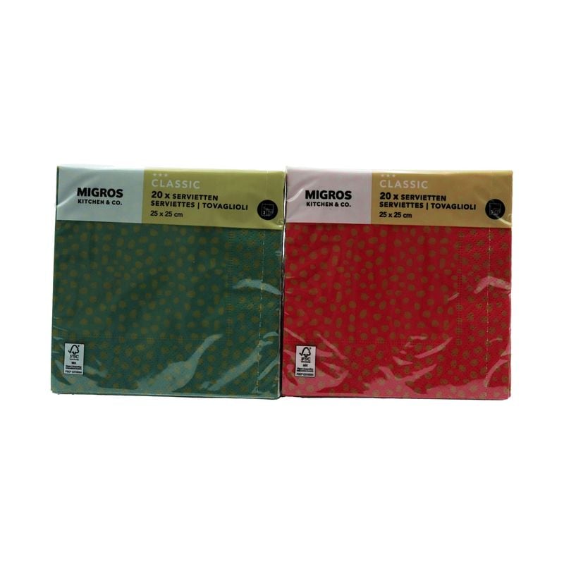 Napkins 3ply Red & Green 20pk