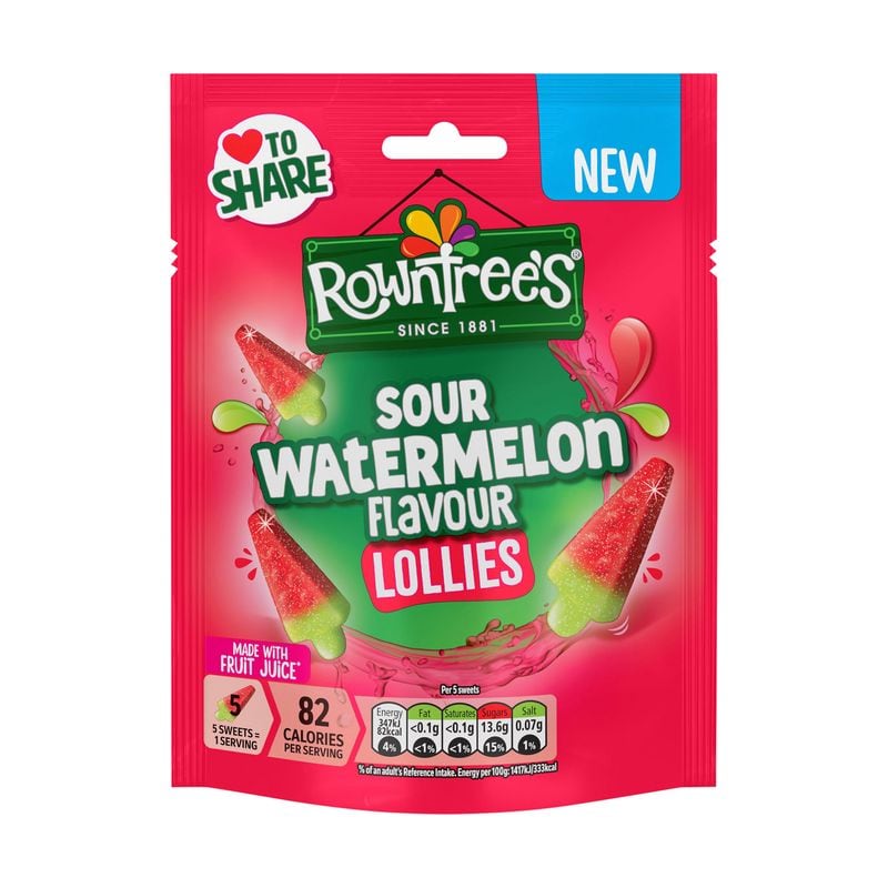 Rowntrees Sour Watermelon Lollies Pouch
