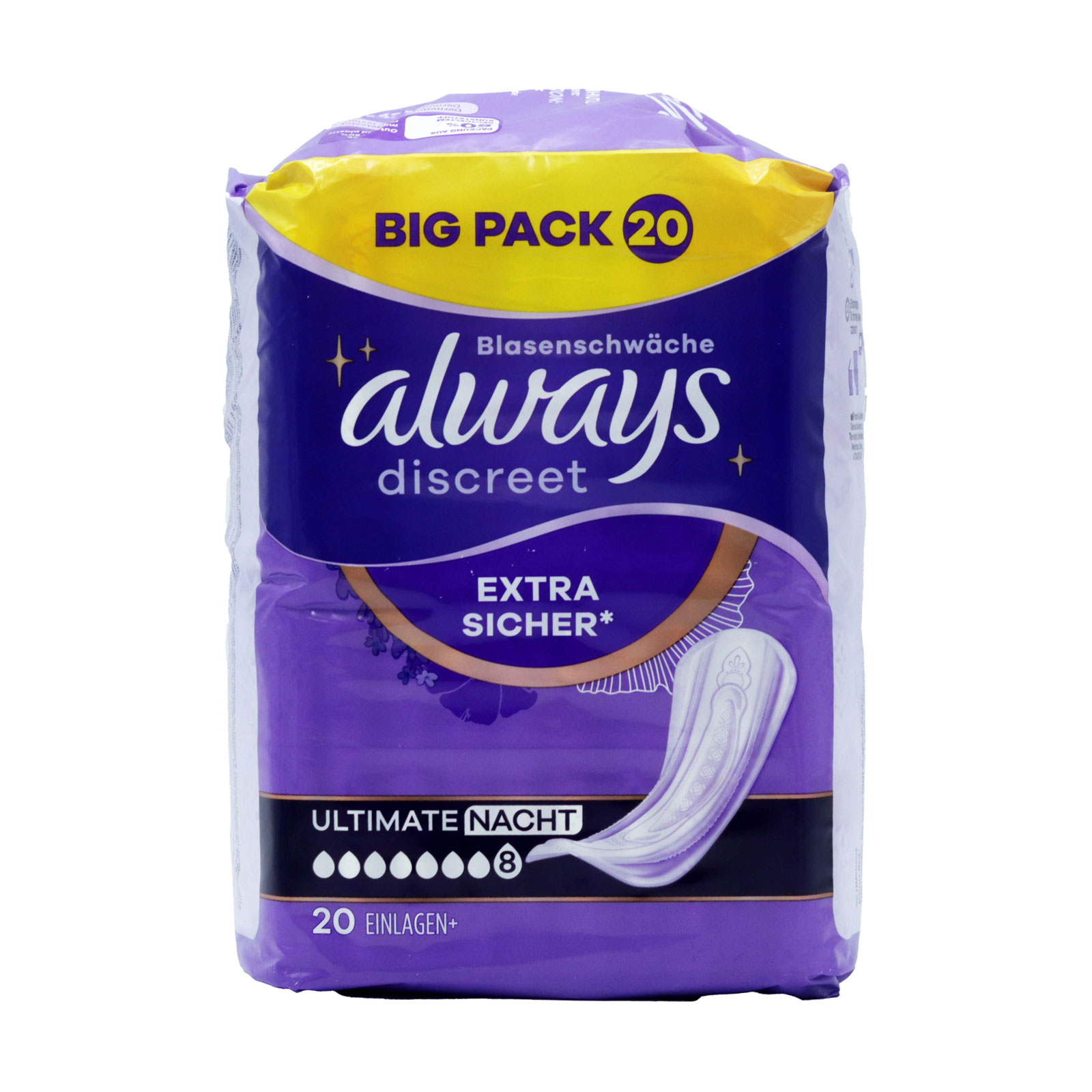 Always Discreet Incontinence Night Pads 8x