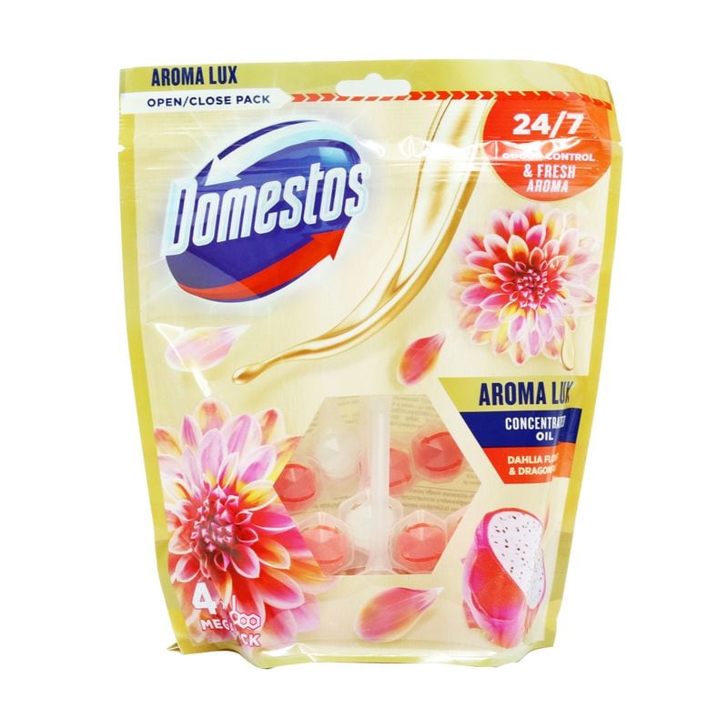 Domestos Rim Block Quad Pack Dahlia & Dragon Fruit